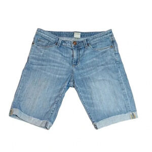 Banana Republic Women's Size 28 Denim Bermuda Shorts Cuffed Distressed Hem